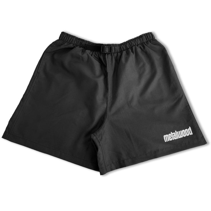 Metal Logo Belted Microfiber Short